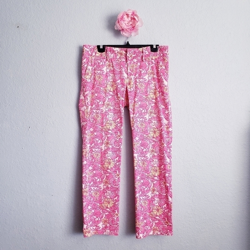 Lilly Pulitzer Whitney Roll-up Pants In Resort Pink Chum Bucket